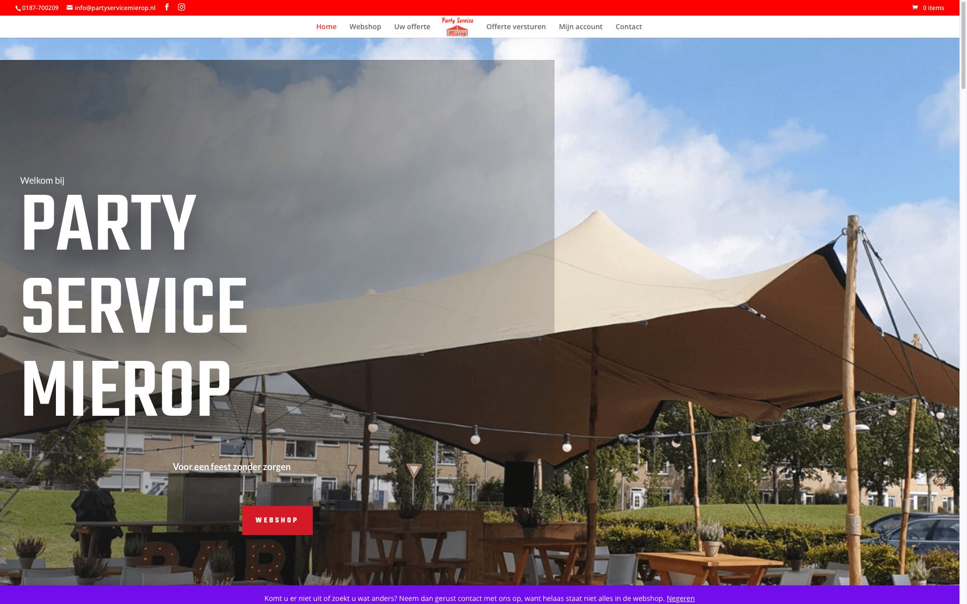 Voorbeeld webshop laten bouwen partyservicemierop.nl